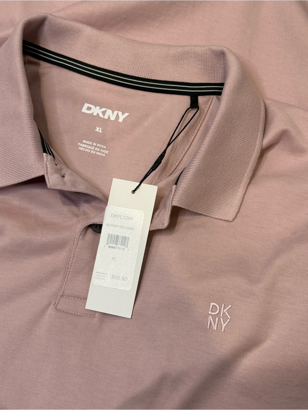 NWT DKNY Men’s Light Pink Polo Shirt Size XL